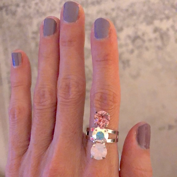Pink Opal, AB + Rose Crystal Ring - Picture 3 of 7
